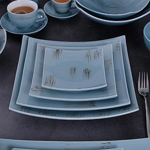 Exquisite Tableware Ceramic Japanese porcelain Square Plate Round Ceramic Rustic Porcelain Ceramic Plates