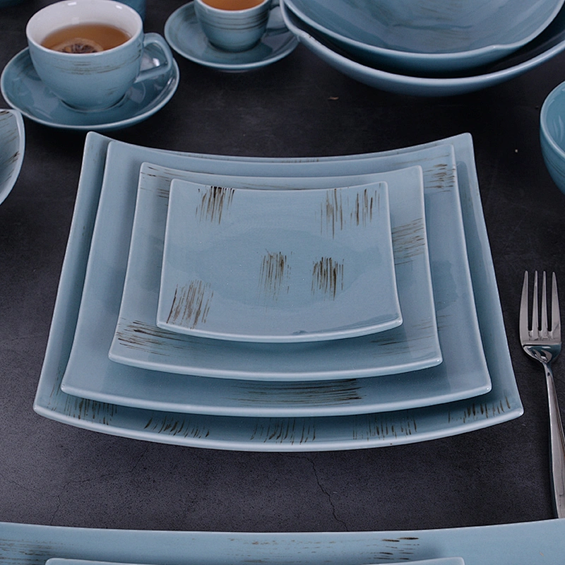Exquisite Tableware Ceramic Japanese porcelain Square Plate Round Ceramic Rustic Porcelain Ceramic Plates