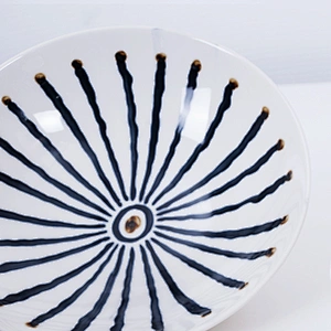 custom printed glazed microwave japanese restaurant white blue porcelain ramen ceramic bowl manufacturer