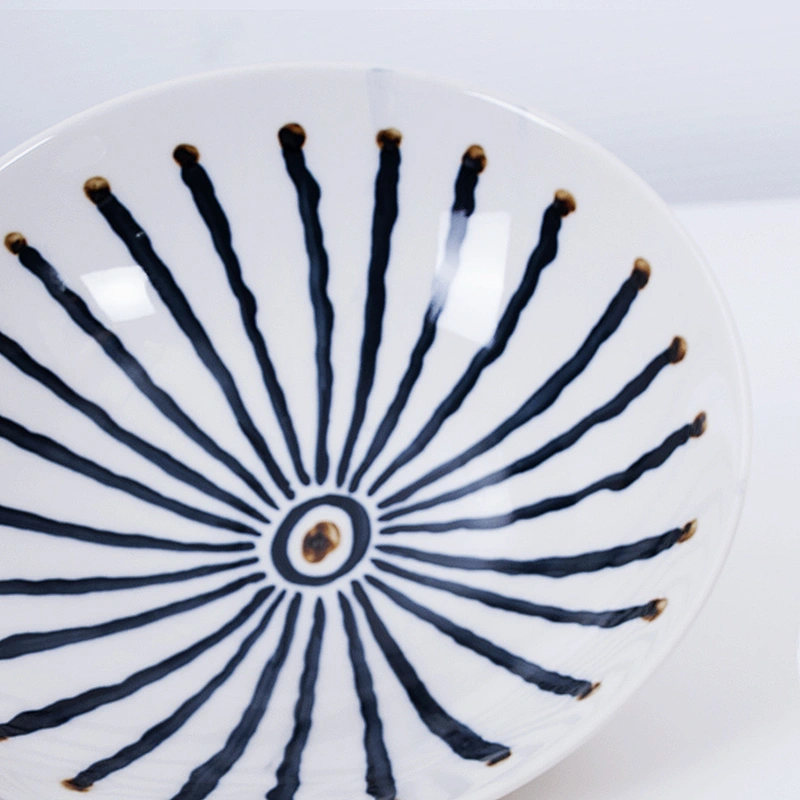 custom printed glazed microwave japanese restaurant white blue porcelain ramen ceramic bowl manufacturer