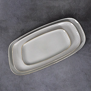 Germany design luxury bone China dinner plate 10 inch rectangular plate gold rim plates&dishes