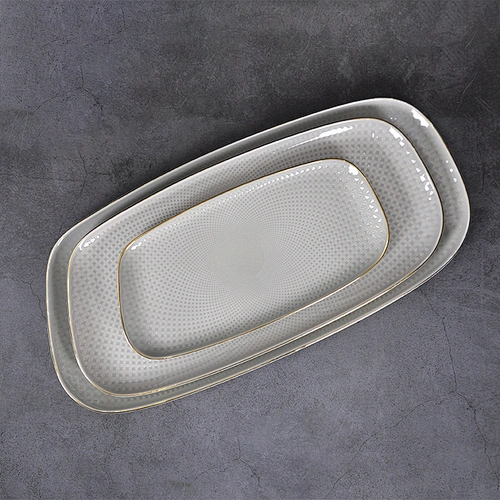 Germany design luxury bone China dinner plate 10 inch rectangular plate gold rim plates&dishes