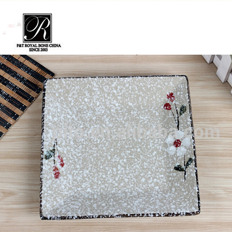 P&T Royal Ware, Colorful sushi plates,ceramics square dish for cakes