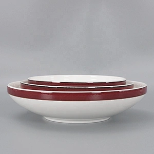 Manufacturer Nordic Round Red Glazed Deep Food Serving Ceramic Mixing Bowl