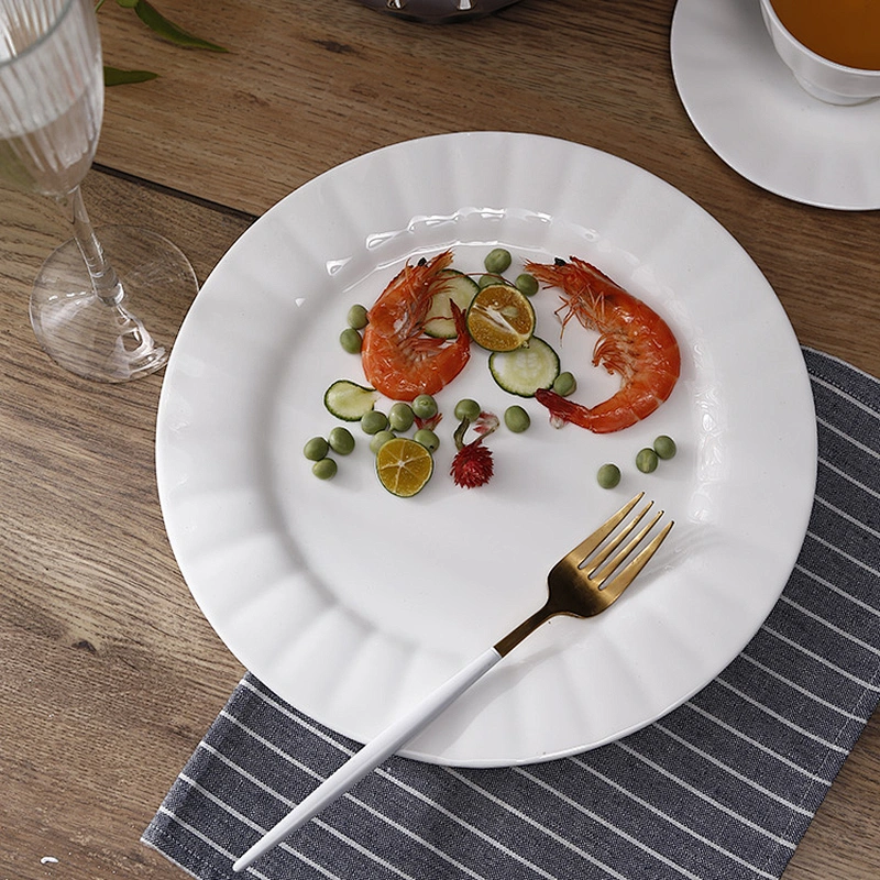 Luxury White Western Style Bone China Tableware Dinner Set Dinnerware