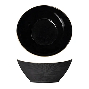 black porcelain restaurant catering oval salad soup noodle bowl