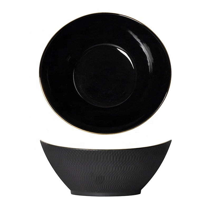 black porcelain restaurant catering oval salad soup noodle bowl