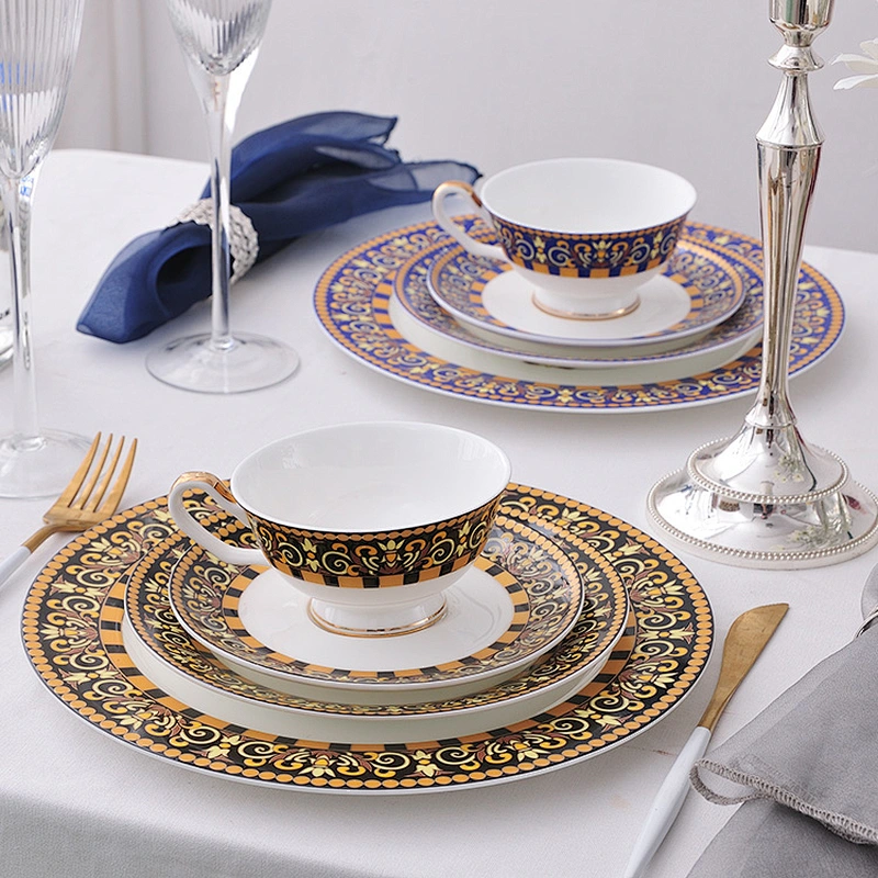 wholesale design elegant hotel restaurant color bone china dinnerware set