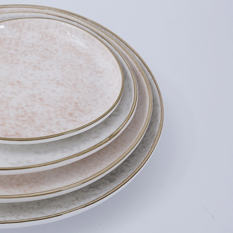 China Restaurant Vibrant Glaze Crockery Ceramic Dinner Plate, Chinaware New Dishwasher Safe Reactive Glaze Dish Plate
