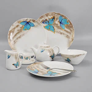 freeform white hotel catering restaurant butterfly pattern espresso coffee tea cup with saucer