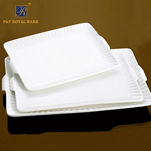 P&T Porcelain Royal Ware Porcelain Rectangular Stripe Plate Square 10121416 inch Meat Plates