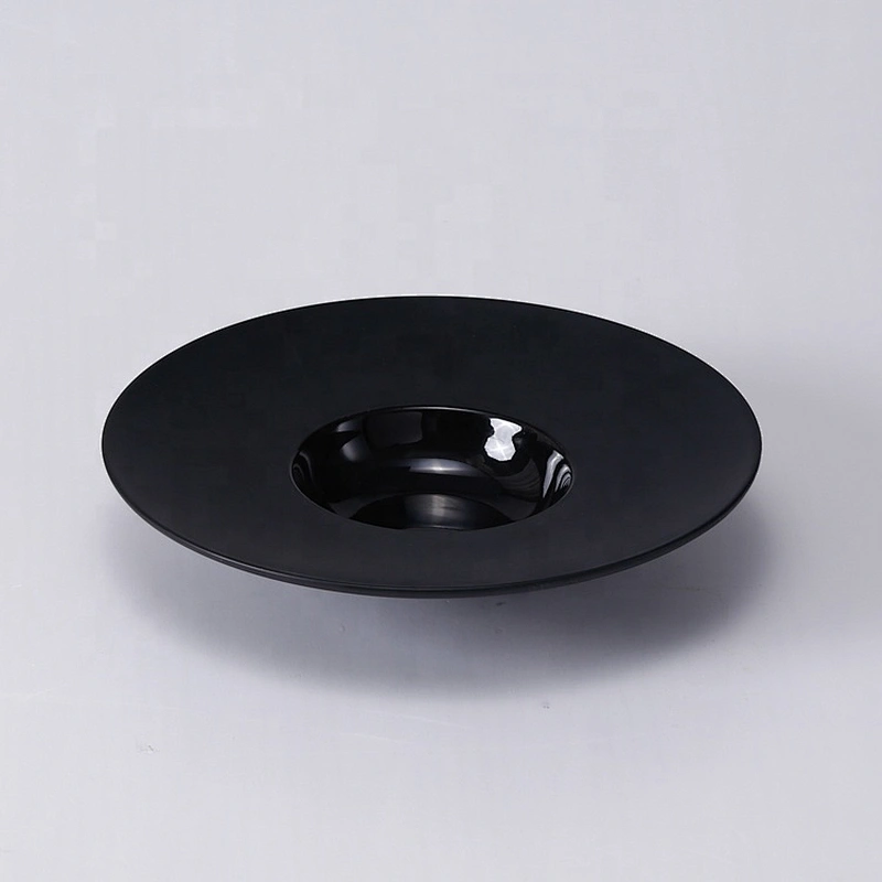 factory wholesale black deep porcelain hotel restaurant ceramic pasta plate