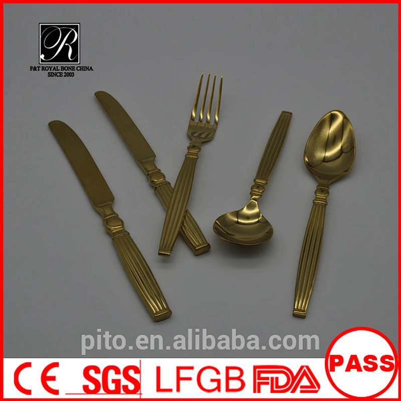 A Grade Stainless Steel Cutlery Nice Polish Cutlery Golden Style Flatware For Hotel Use