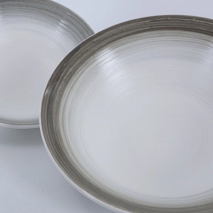 Factory Wholesale Eco-friendly Unique Glazed Grey Restaurant Porcelain Ceramic Salad Bowl