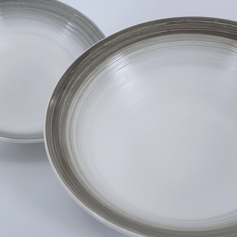 Factory Wholesale Eco-friendly Unique Glazed Grey Restaurant Porcelain Ceramic Salad Bowl