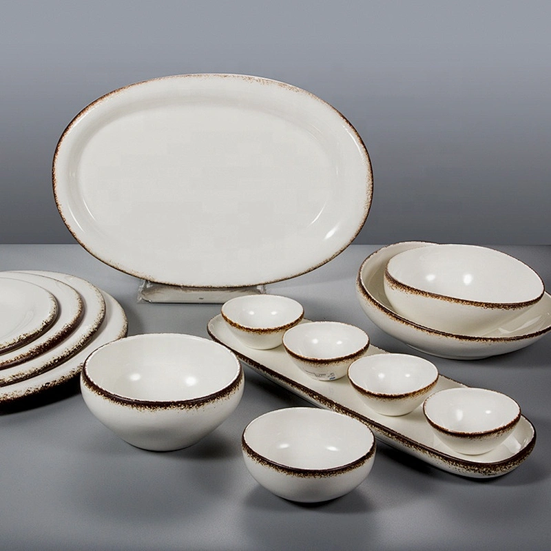 european white big porcelain ceramic oval dinner plates for banquet hall cafe and restaurant