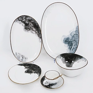Wholesale Hall Event Restaurant Wedding Dinnerware Sets White Cheap Round Ceramic tableware For Dinner