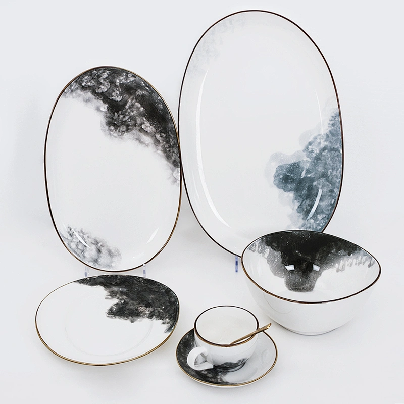 Wholesale Hall Event Restaurant Wedding Dinnerware Sets White Cheap Round Ceramic tableware For Dinner