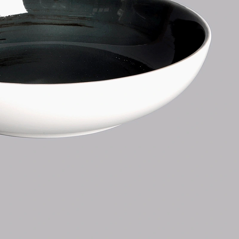 wholesale custom deep blue glossy round porcelain restaurant buffet colour salad bowl
