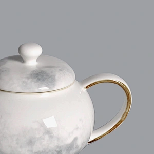 P&T Royal Ware factory wholesale new design round 750ml glazed porcelain ceramic tea pot