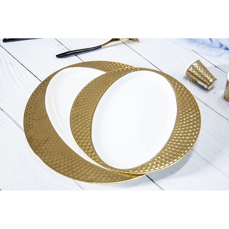 P&T porcelain factory Gold plated plates dishes high quality gold dishes plates