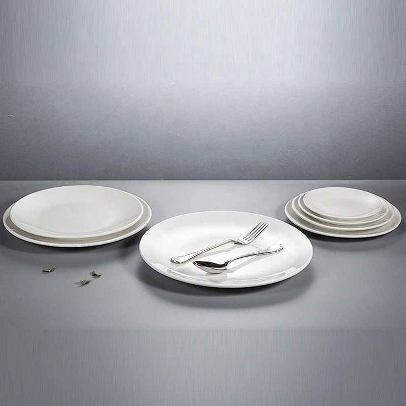 chaozhou manufacturer wholesale 11 inches hotel used white ceramic dinner plate for weddings