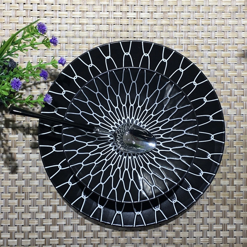 black round porcelain kitchen ceramic dinner plate set dishes dinner plates geometric