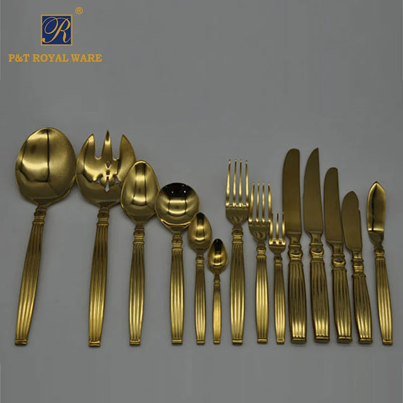 A Grade Stainless Steel Cutlery Nice Polish Cutlery Golden Style Flatware For Hotel Use