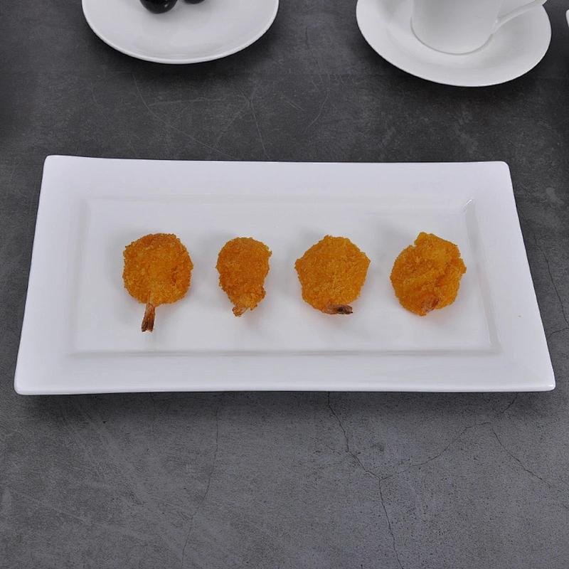 Most Popular Rectangular White Beef Plate, Wholesale Restaurant Plate/