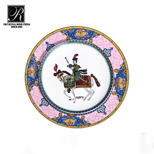 P&T Porcelain factory Horse decal dinnerware Pink style bone china plates
