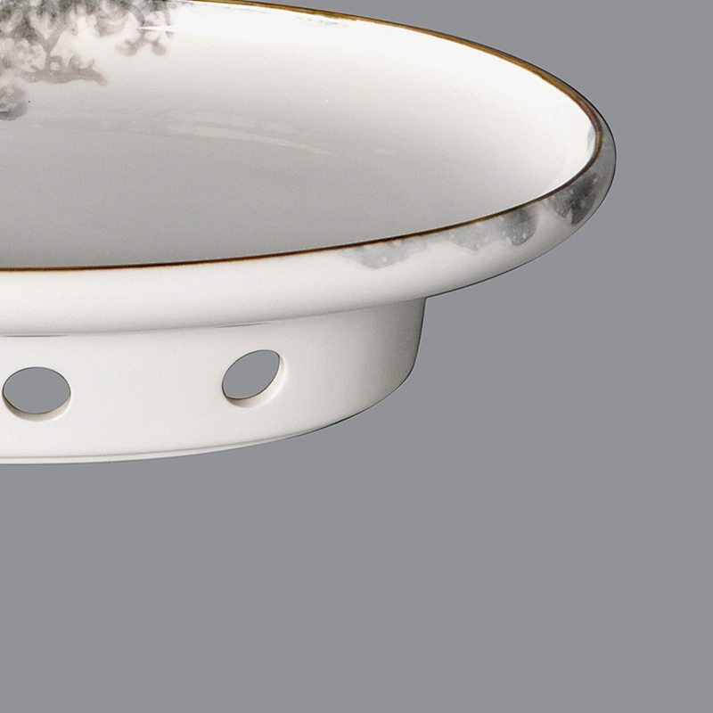 Wholesale large hotel restaurant oval ceramic porcelain fish plate with under warmer