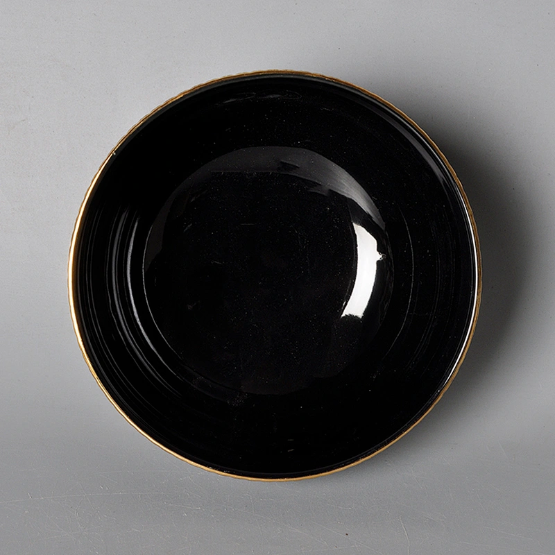 tableware set nordic black round black crockery porcelain ceramic restaurant hall rice bowl