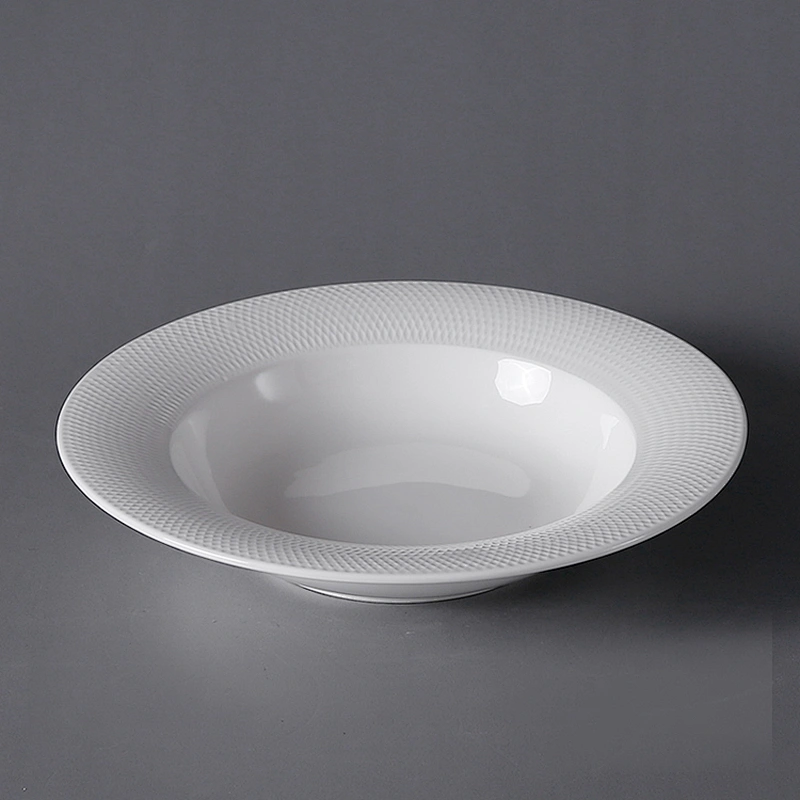 Chaozhou Net Pattern Fashion Fancy Dinnerware Restaurant Wedding Ceramic Pasta Bowl
