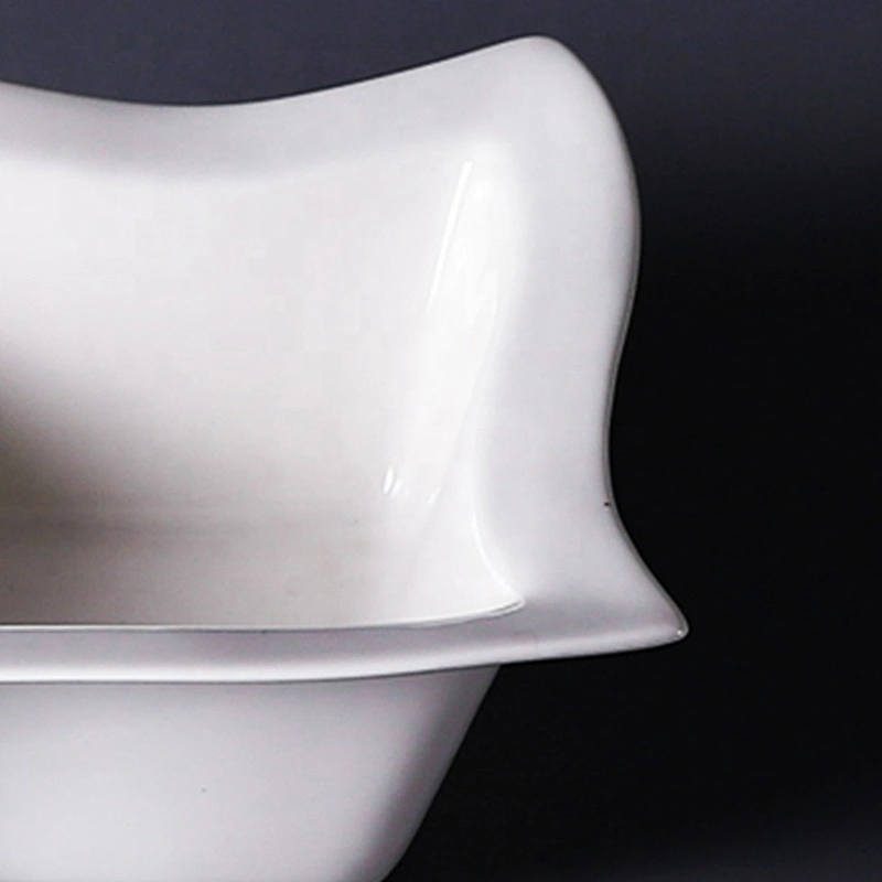 wholesale hotel & restaurant white large square white porcelain ceramic salad bowls
