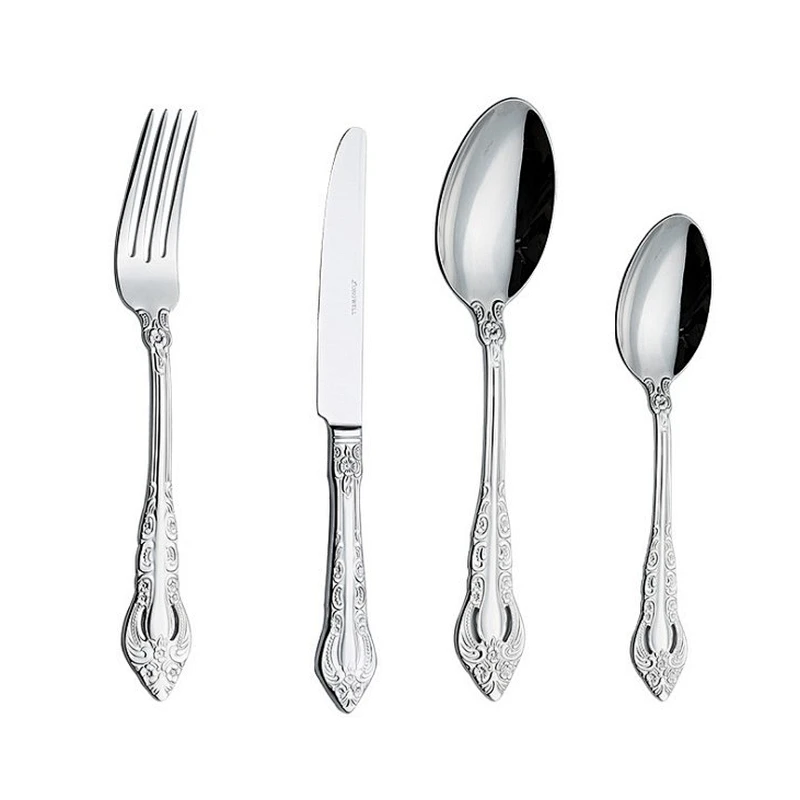 Embossed 18/10 stainless steel cutlery, new high quality spoons, stainless steel flatware for hotels wedding banquet parties