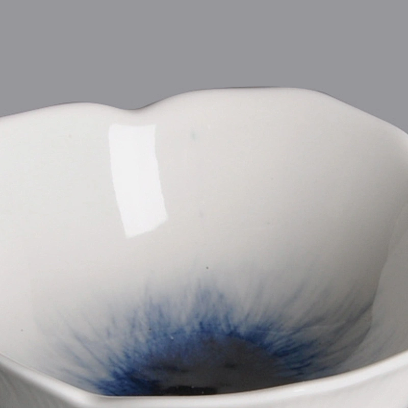 wholesale small white blue  japanese flower sakura shape ceramic porcelain bowl