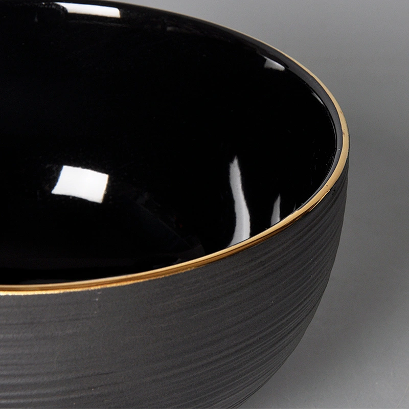 factory wholesale black ceramic soup bowl porcelain rice bowl restaurant hotel salad bowl