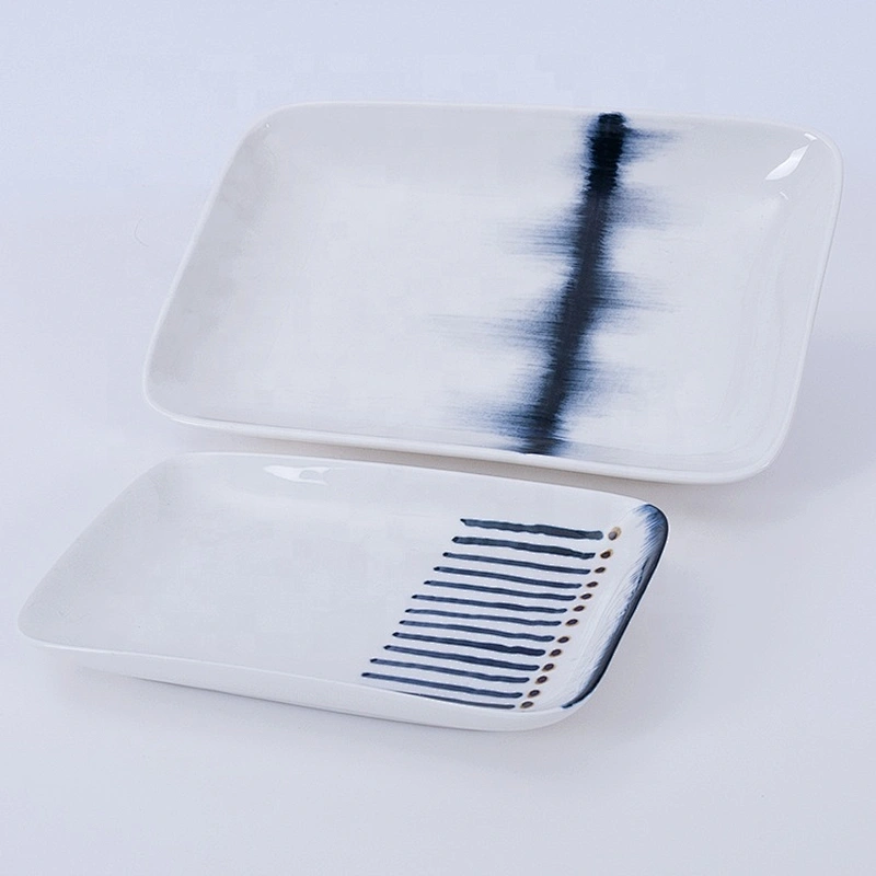 wholesale glazed porcelain ceramic catering hotel fashion designer rectangular dinner plates