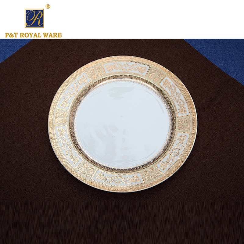 P&T Royal Ware Popular Design Bone China Decal Gold Dishes Plates for Dinner