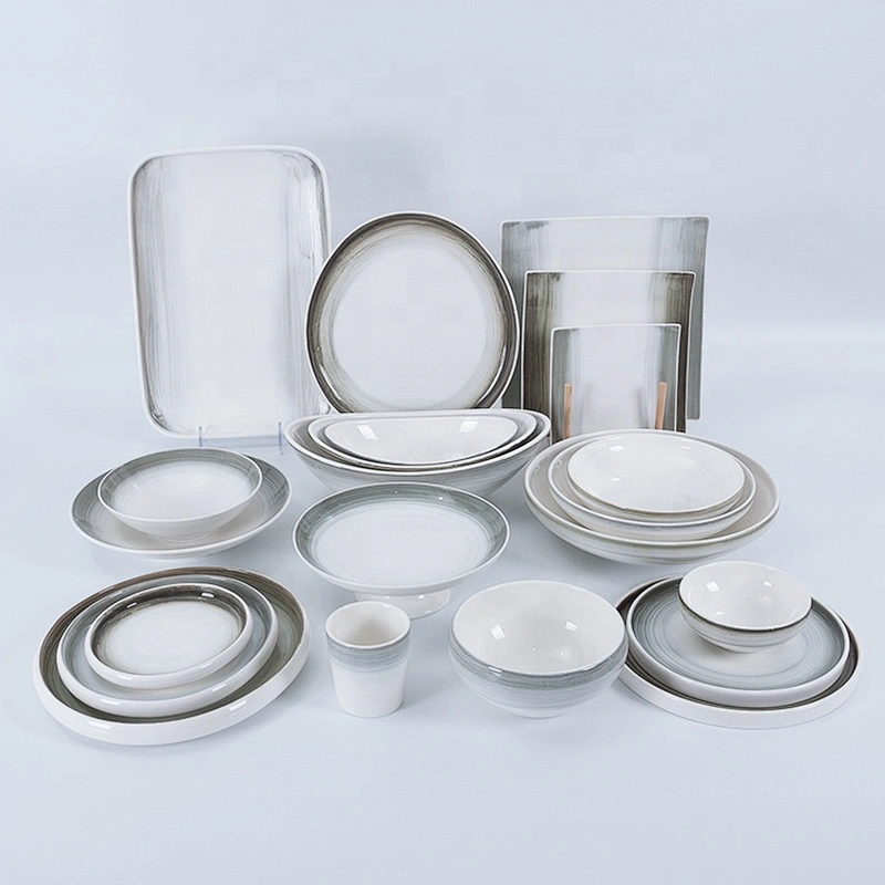 P&T Royal Ware Manufacturer Wholesale Nordic Style Glazed Grey Ceramic Dinner Set from China