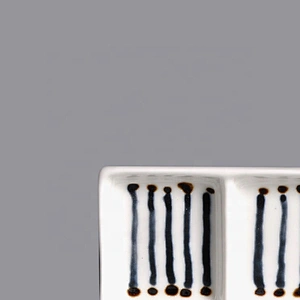 wholesale blank white blue small 3 compartment divided ceramic sushi soy sauce dish plate