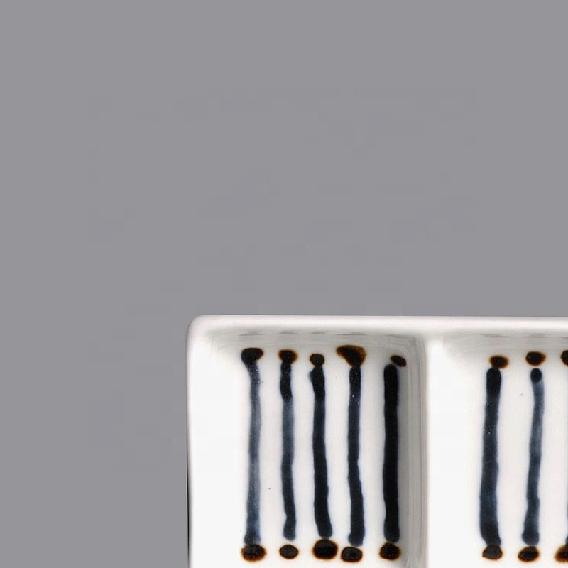 wholesale blank white blue small 3 compartment divided ceramic sushi soy sauce dish plate