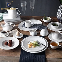 P&T Porcelain Factory Hotel Tableware Round Ceramics Dinnerware White Catering Table Plates Crokery Plates For Banquet Buffet