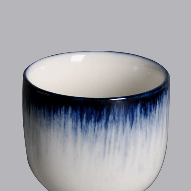 wholesale custom white blue hotel restaurant japanese ceramic tea cups no handle