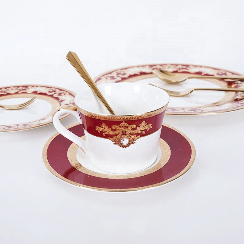 Royal ware bone china golden patterns plates New design embossed golden patterns dinner set