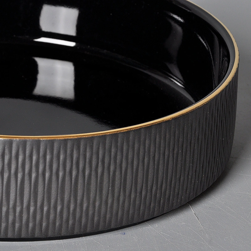 unique matte black porcelain catering hotel straight edge flat bottom bowl