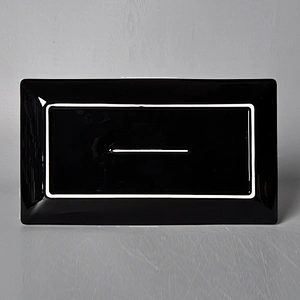 wholesale restaurant crockery porcelain matte black rectangle dessert plate