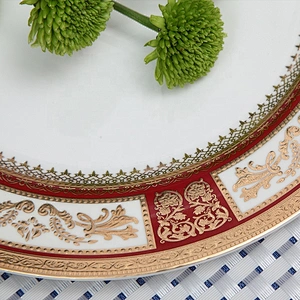 P&T Royal Ware wholesale custom bone china rose gold rim charger plates for wedding