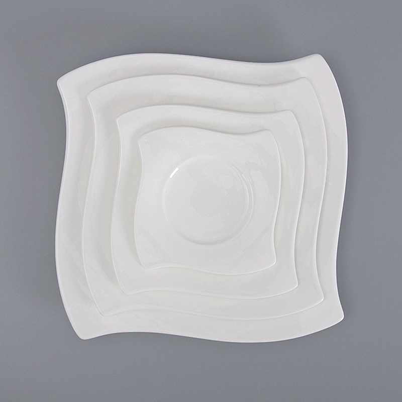 P&T Hotel Ceramic Plates Bone China White Ceramic Dinner Plate 8 Inch Plate,White Porcelain Ceramic plate