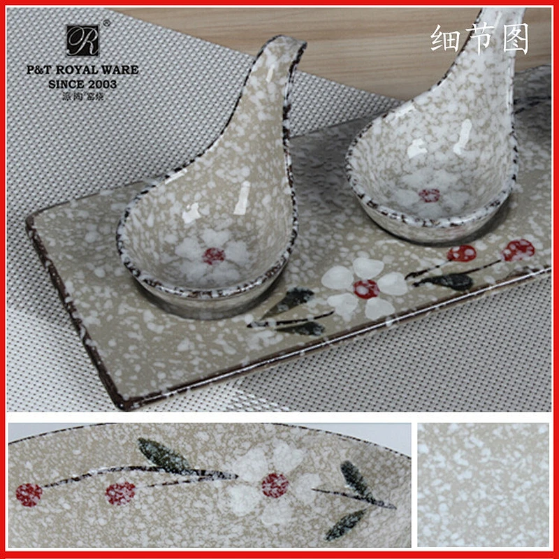 sunflower design round ceramic dessert bowl with bottom plate